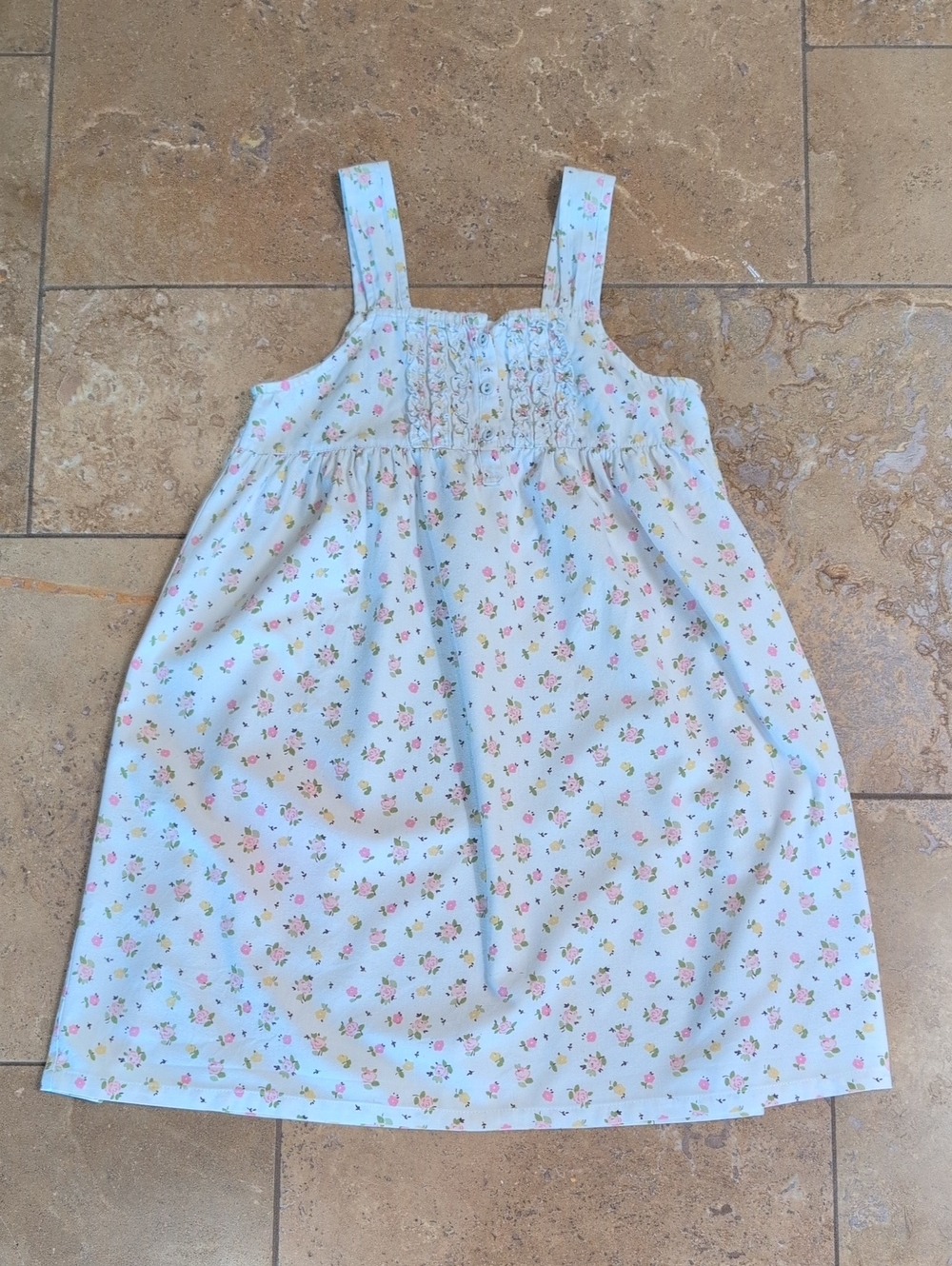 Petite Plume girl's Charlotte nightgown. Pink and yellow floral. Size 10.